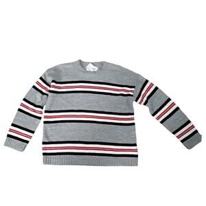NWT Cotton Emporium Girl's Gray Stripe Long Sleeve Sweater Size X-Large